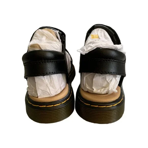 NWT DR. MARTENS Kids Black Junior Moby II Leather Velcro Sandals Sz 4 - Picture 6 of 9